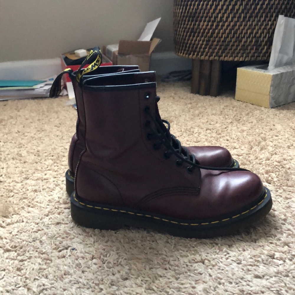 Cherry red smooth 1460 Dr. Martens. Size 8